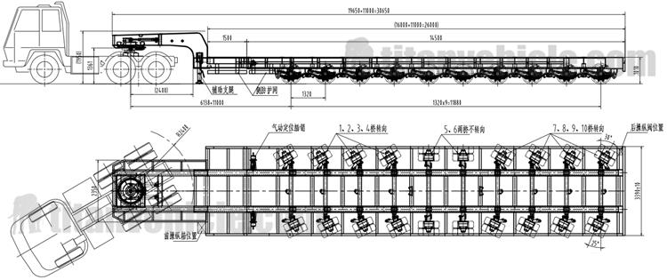 Drawing of Extendable Semi Trailer for Sale Price