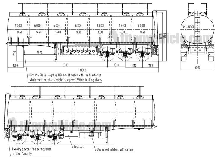 45200 Liters Oil Tanker Truck Trailer with 7 Compartments